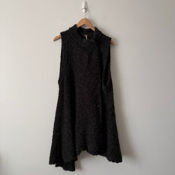 Free People Wool Alpaca Stand and Deliver Cape Cardigan In Charcoal Grey Small - Picture 3 of 7